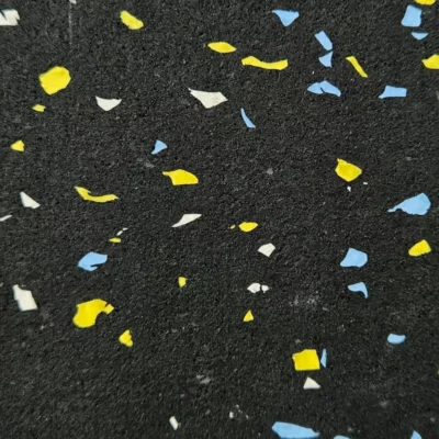 Rubber Interlocking Tile Flooring Color Black with Babe Blue, Yellow, White 15% EPDM Granules Size 1000 X 1000 Thickness 8MM